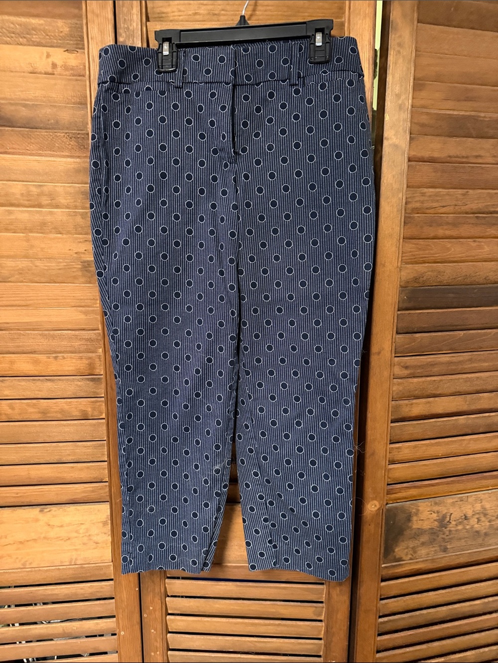 Ann Taylor Navy Polka-Dot Cropped Pants